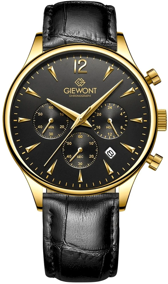 Giewont Chronograph Safyrinis Juodos ir Auksines Spalvos Vyriškas Laikrodis GW6310-A4