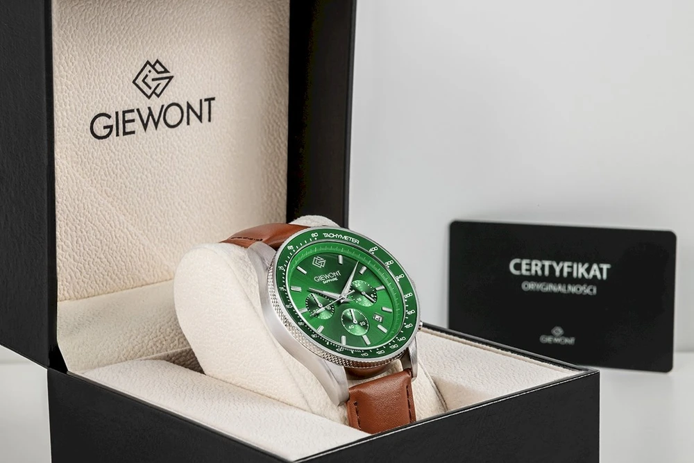 Vyriškas laikrodis Giewont Chronograph Safyras Ruda Žalia GW3520-A6
