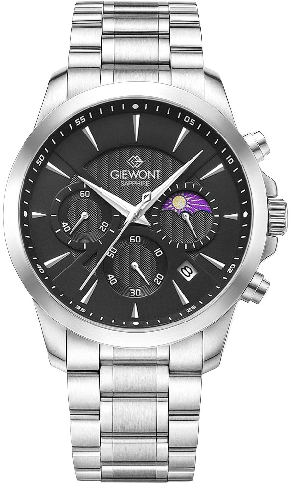 Giewont Chronograph Safyrinis Sidabrinis Vyriškas Laikrodis GW9460-B2