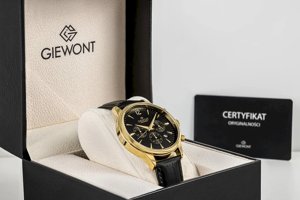 Giewont Chronograph Safyrinis Juodos ir Auksines Spalvos Vyriškas Laikrodis GW6310-A4
