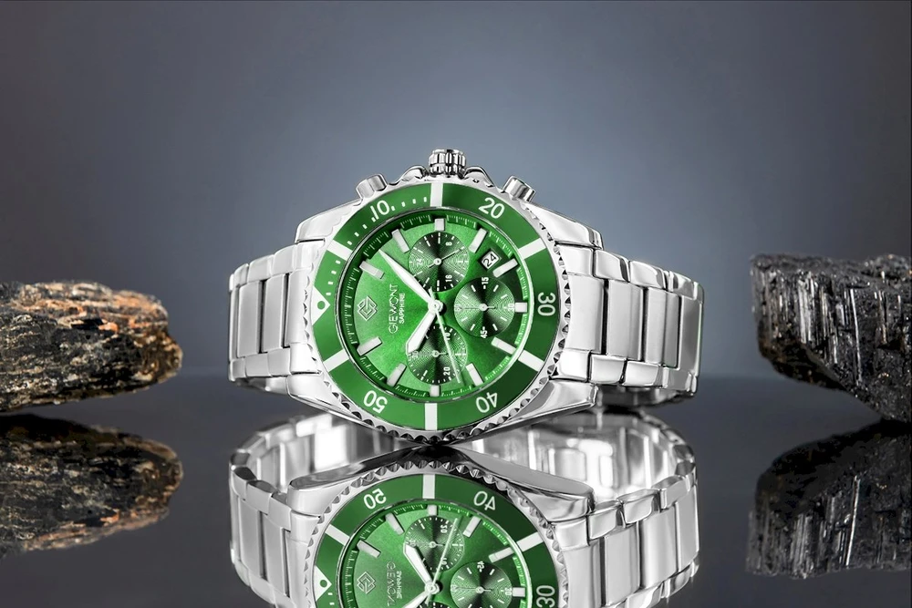 Vyriškas laikrodis Giewont Chronograph Safyro Sidabrinis Žalias GW3970-B8