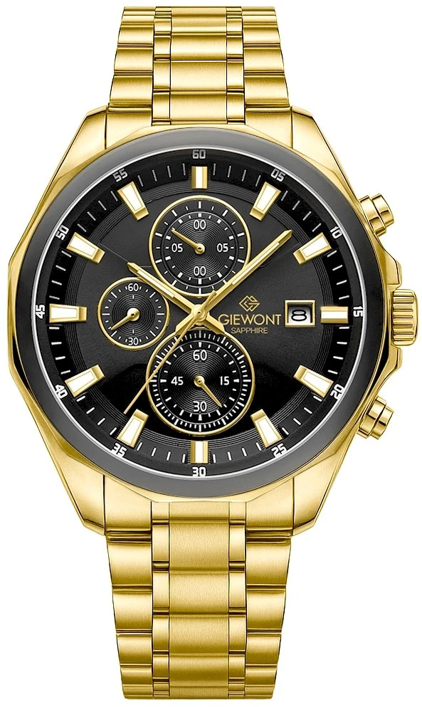 Vyriškas laikrodis Giewont Chronograph Safyrinis Auksinis Juodas GW7290-B4