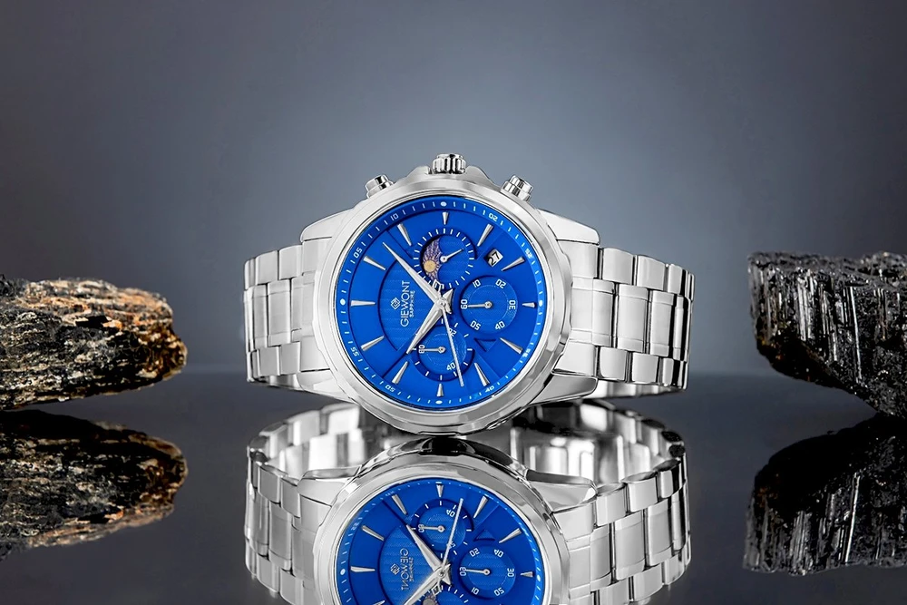 Vyriškas laikrodis Giewont Chronograph Safyrinis Sidabrinis Mėlynas GW9460-B3