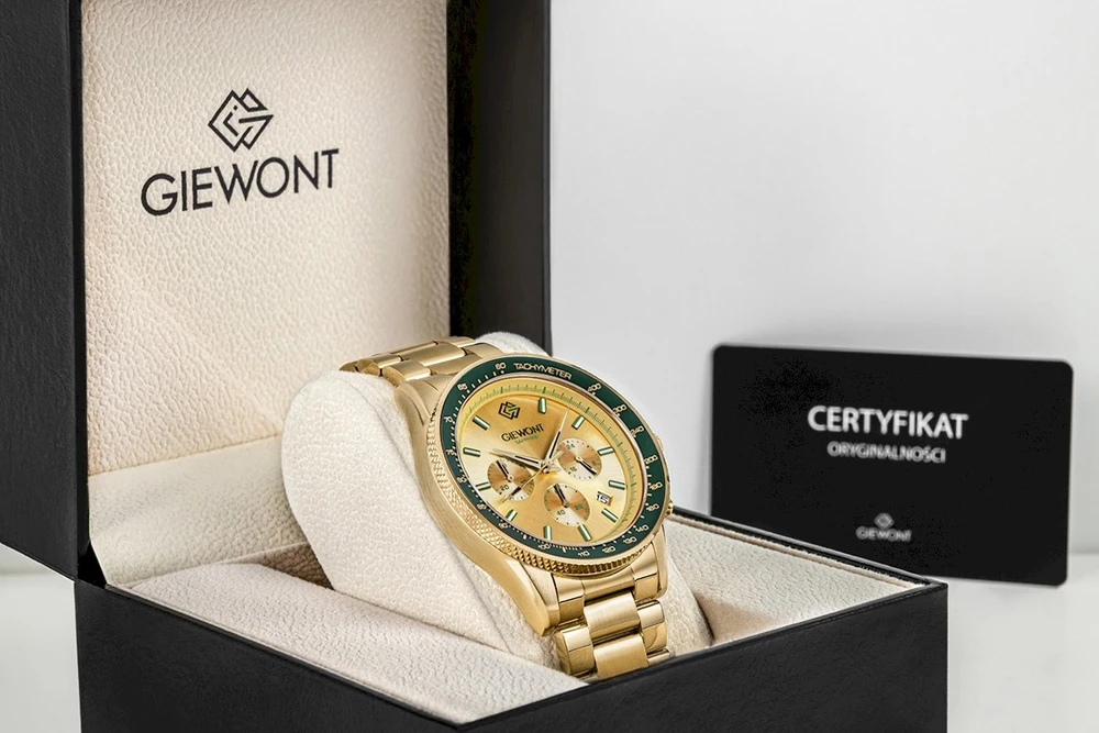 Vyriškas laikrodis Giewont Chronograph Safyras Auksinis Žalias GW3520-B6