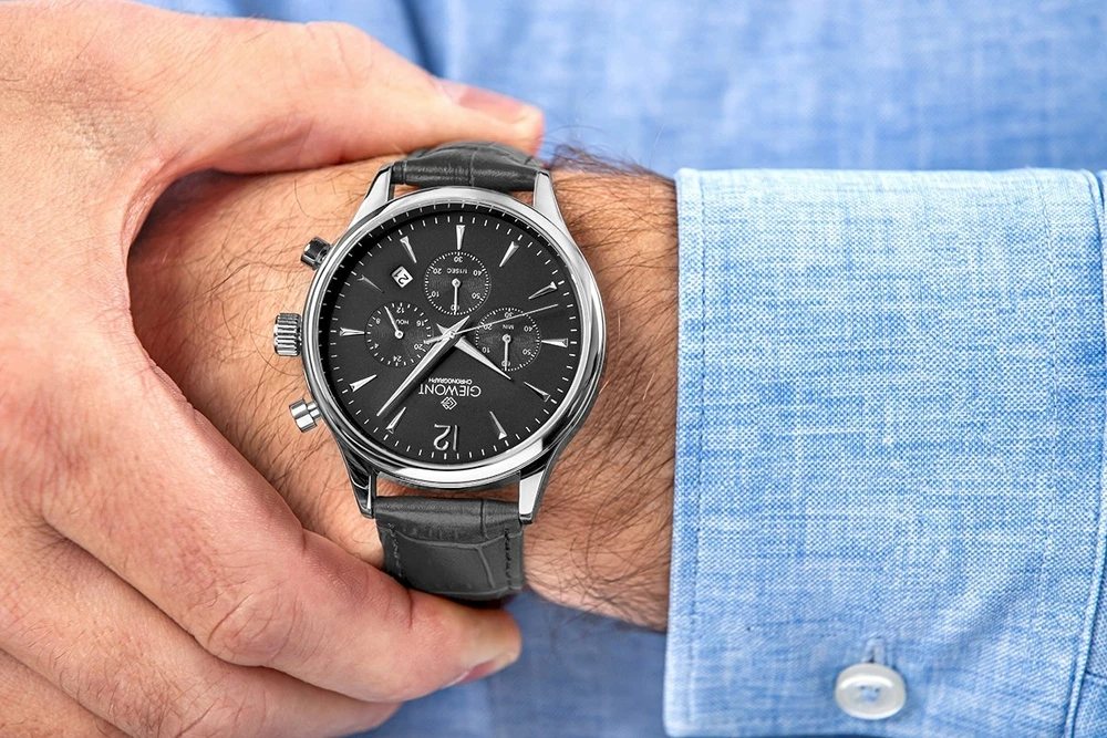 Vyriškas laikrodis Giewont Chronograph Safyrinis Juodas Sidabrinis GW6310-A2