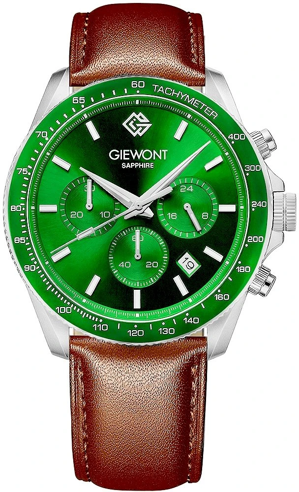Vyriškas laikrodis Giewont Chronograph Safyras Ruda Žalia GW3520-A6
