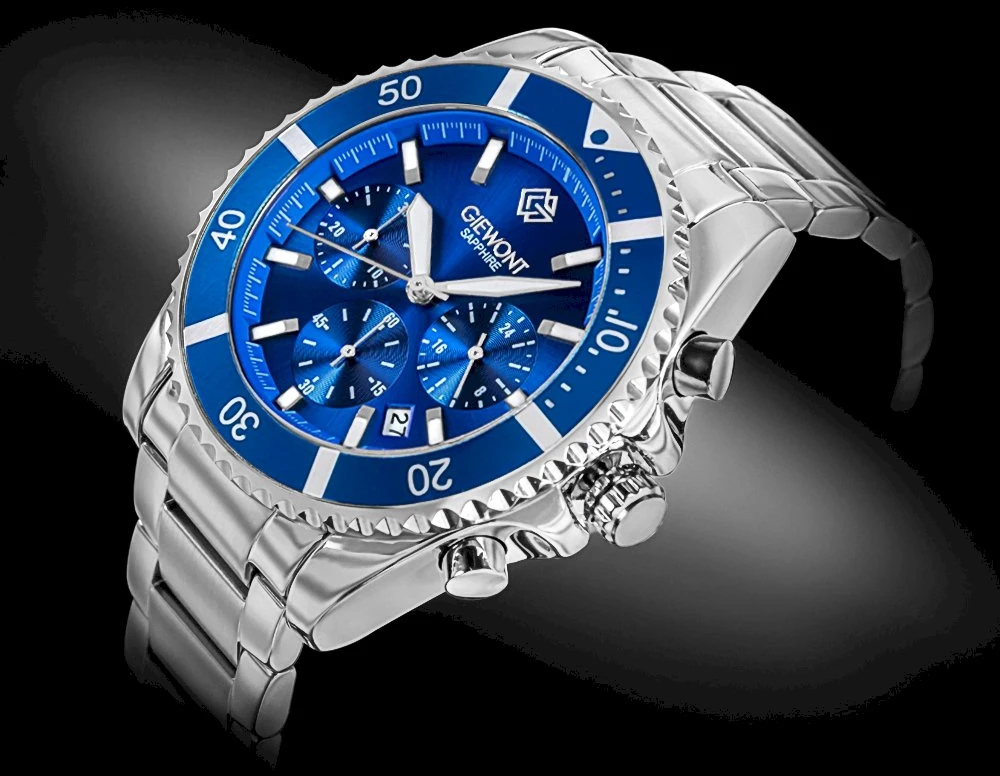 Vyriškas laikrodis Giewont Chronograph Safyro Sidabrinis Mėlynas GW3970-B3
