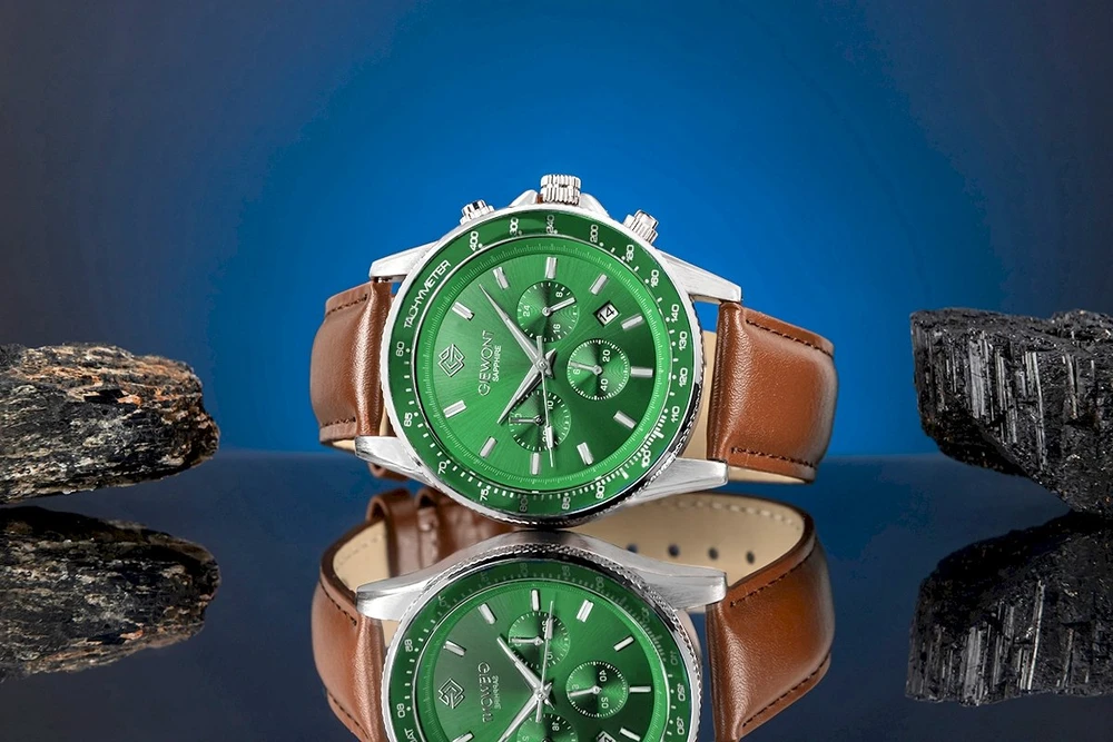 Vyriškas laikrodis Giewont Chronograph Safyras Ruda Žalia GW3520-A6