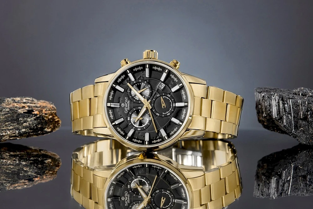 Vyriškas laikrodis Giewont Chronograph Safyro Auksinis Juodas GW4580-B4