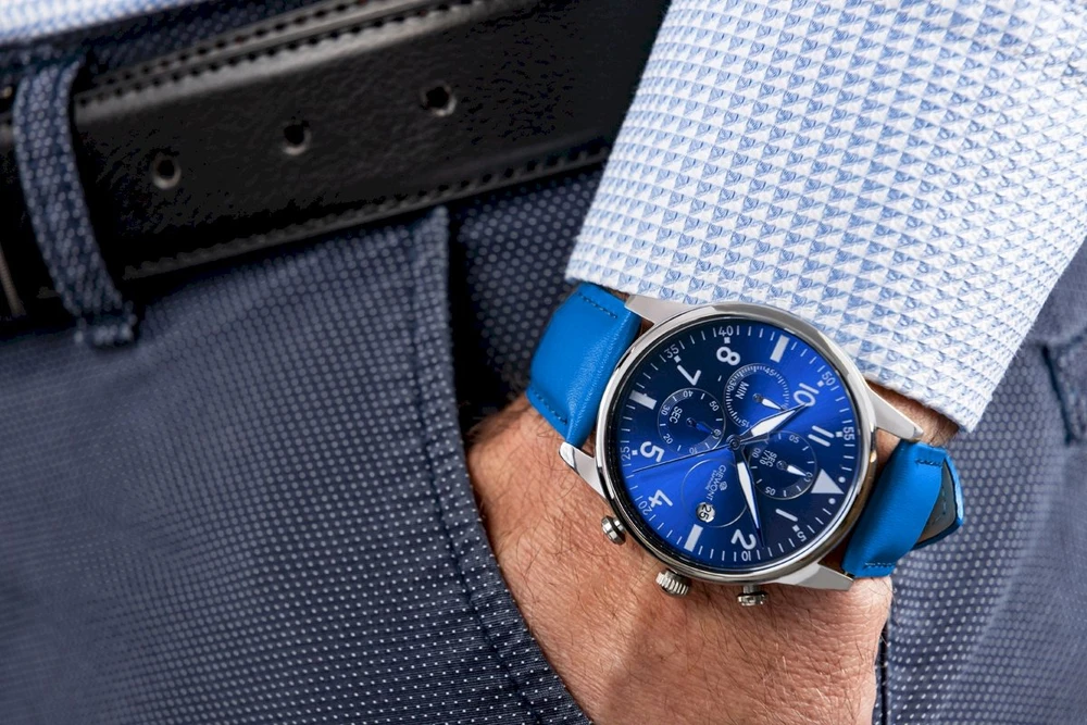 Vyriškas laikrodis Giewont Chronograph Safyro mėlynas GW5630-A5