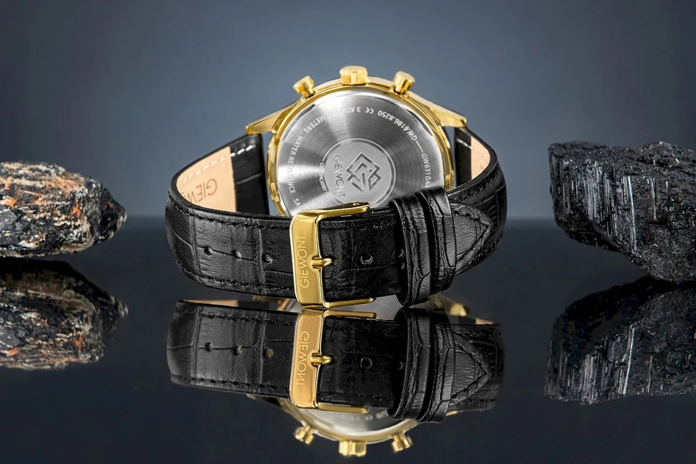 Giewont Chronograph Safyrinis Juodos ir Auksines Spalvos Vyriškas Laikrodis GW6310-A4