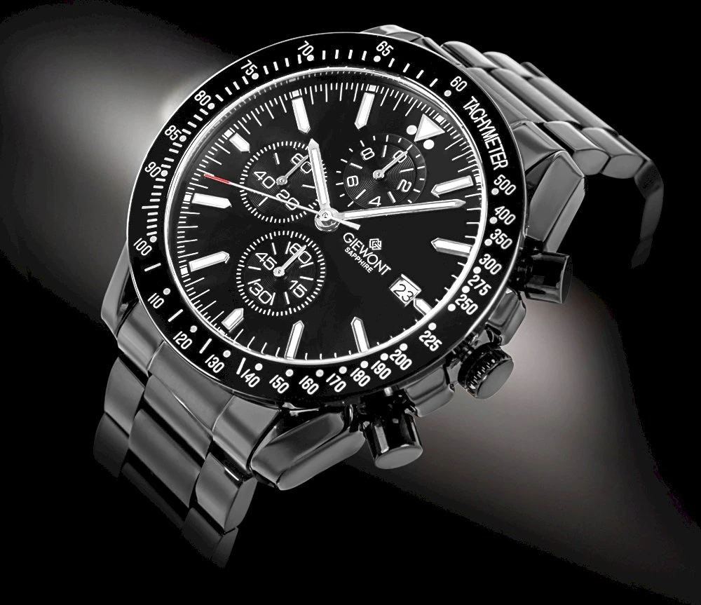 Vyriškas laikrodis Giewont Chronograph Safyrinis Juodas GW8720-B1