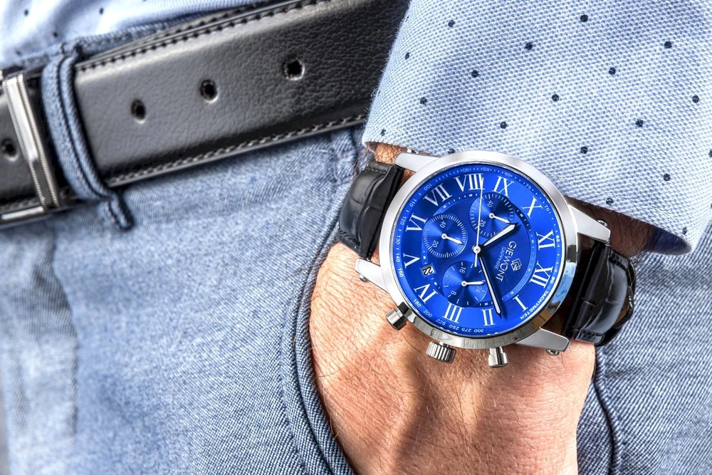 Giewont Chronograph Safyrinis Sidabrinis Mėlynas Vyriškas Laikrodis GW6260-A4