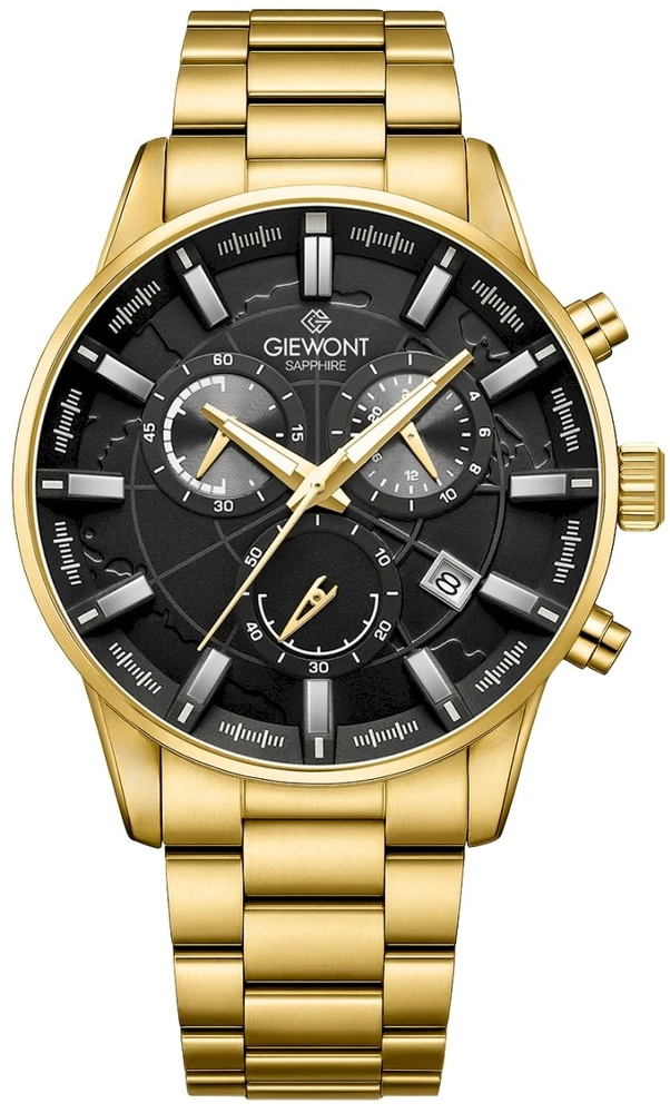 Vyriškas laikrodis Giewont Chronograph Safyro Auksinis Juodas GW4580-B4