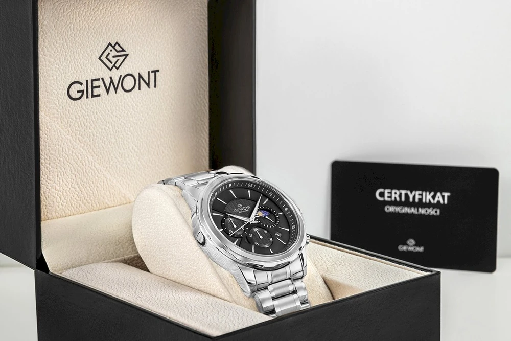 Giewont Chronograph Safyrinis Sidabrinis Vyriškas Laikrodis GW9460-B2