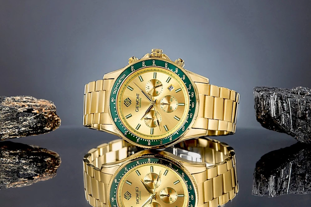 Vyriškas laikrodis Giewont Chronograph Safyras Auksinis Žalias GW3520-B6
