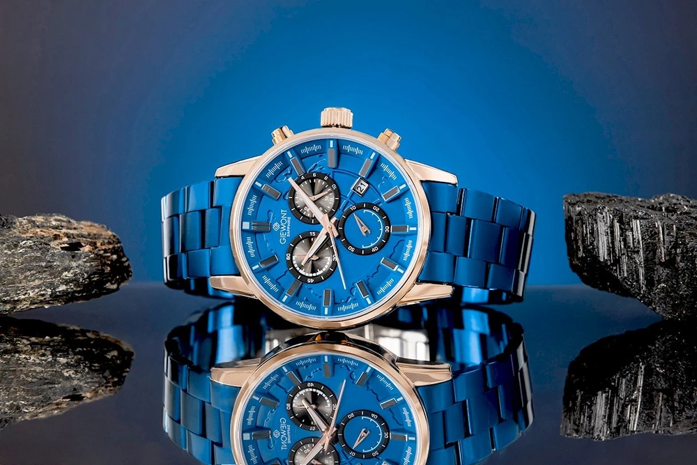 Vyriškas laikrodis Giewont Chronograph Safyro mėlynos spalvos GW4580-B5