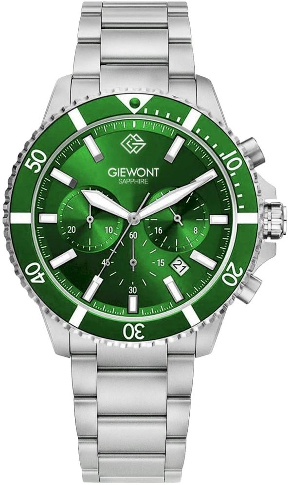 Vyriškas laikrodis Giewont Chronograph Safyro Sidabrinis Žalias GW3970-B8