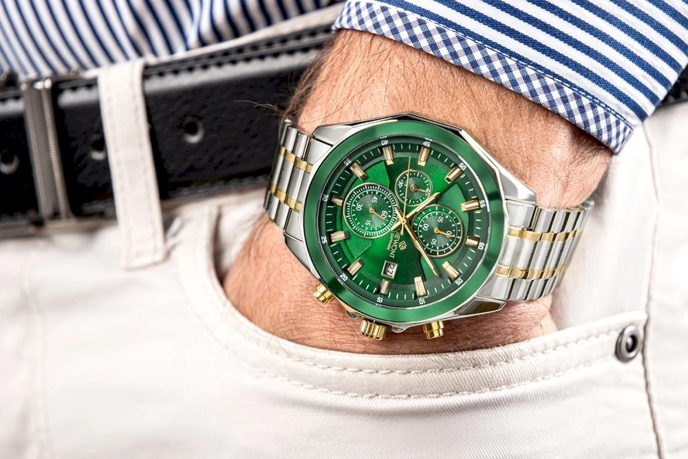 Giewont Chronograph Safyro Vyriškas Laikrodis Sidabrinis Žalias GW7290-B7