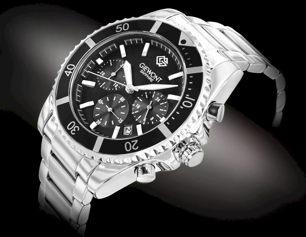 Giewont Chronograph Safyrinis Sidabrinis Vyriškas Laikrodis GW3970-B2