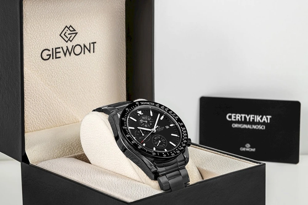 Vyriškas laikrodis Giewont Chronograph Safyrinis Juodas GW8720-B1
