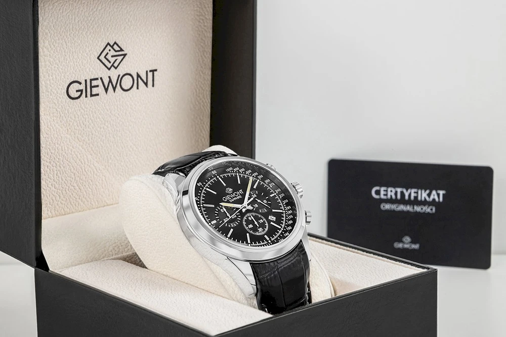 Vyriškas laikrodis Giewont Chronograph Safyro Sidabrinis Juodas GW7650-A2