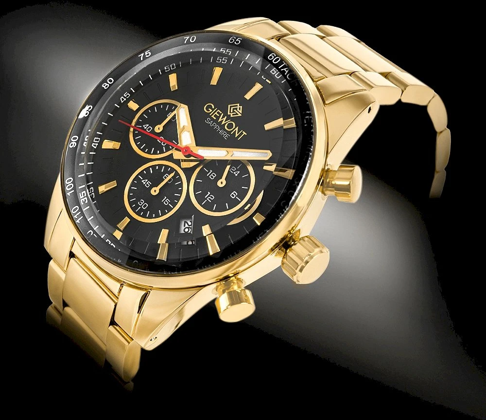 Vyriškas laikrodis Giewont Chronograph Sapphire Gold Juodas GW9140-B4