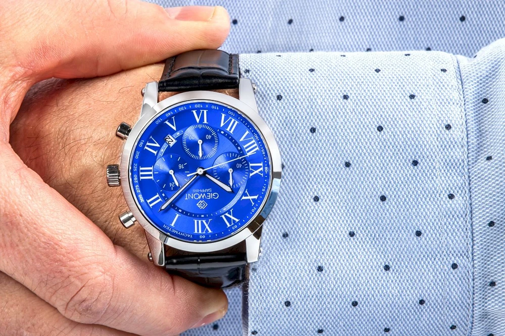 Giewont Chronograph Safyrinis Sidabrinis Mėlynas Vyriškas Laikrodis GW6260-A4