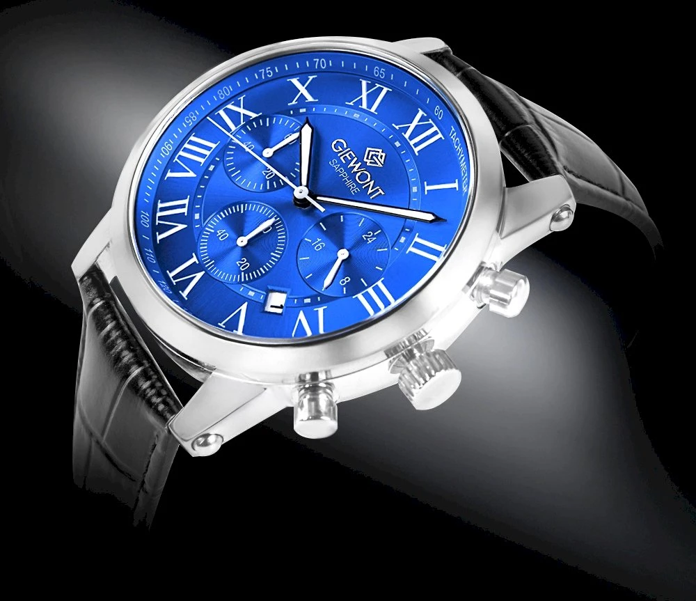 Giewont Chronograph Safyrinis Sidabrinis Mėlynas Vyriškas Laikrodis GW6260-A4