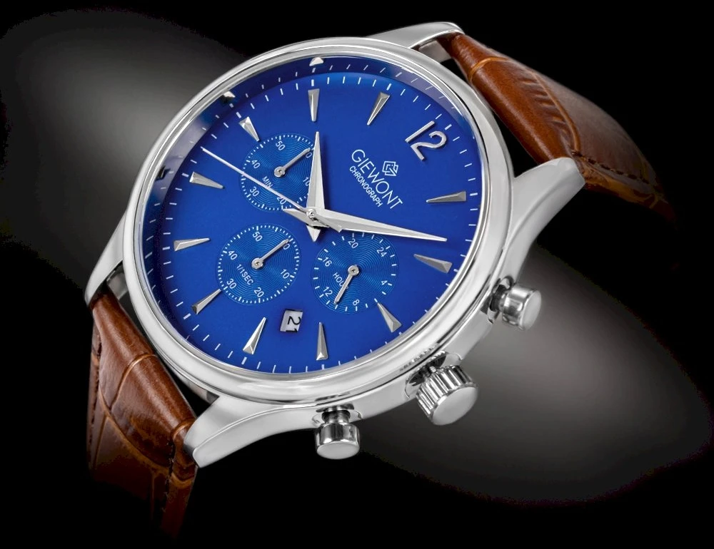 Vyriškas laikrodis Giewont Chronograph Sapphire rudas mėlynas GW6310-A5