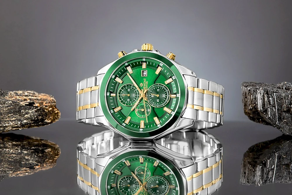 Giewont Chronograph Safyro Vyriškas Laikrodis Sidabrinis Žalias GW7290-B7