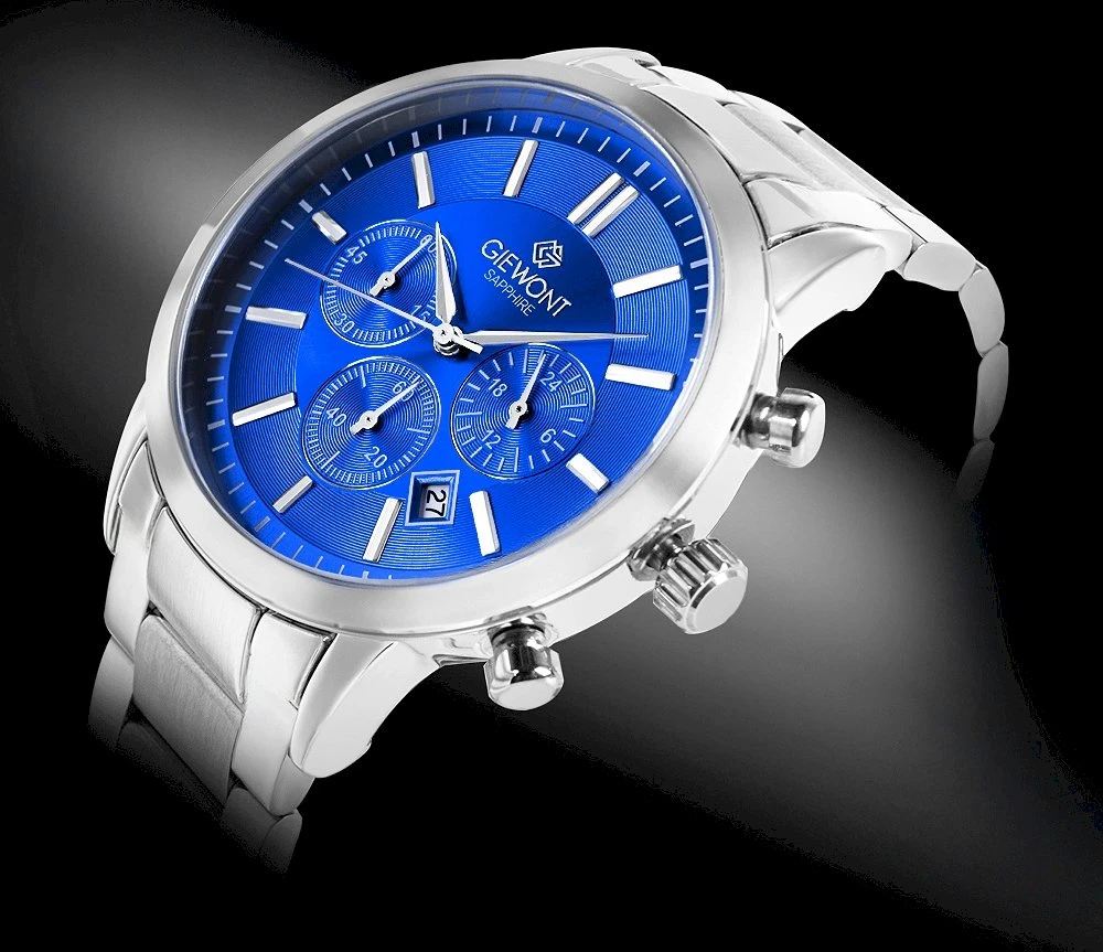 Vyriškas laikrodis Giewont Chronograph Safyro Sidabrinis Mėlynas GW8510-B3