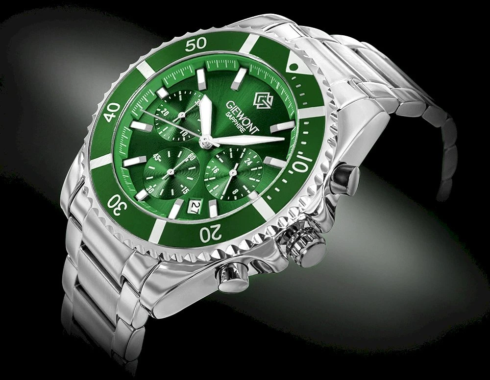 Vyriškas laikrodis Giewont Chronograph Safyro Sidabrinis Žalias GW3970-B8