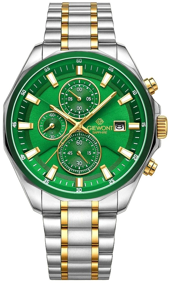 Giewont Chronograph Safyro Vyriškas Laikrodis Sidabrinis Žalias GW7290-B7