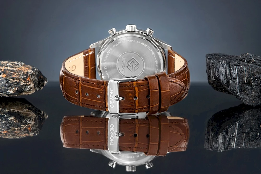 Vyriškas laikrodis Giewont Chronograph Sapphire rudas mėlynas GW6310-A5