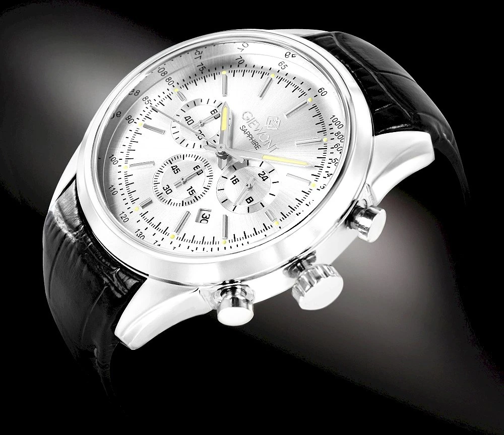 Giewont Chronograph Safyrinis Sidabrinis Vyriškas Laikrodis GW7650-A1