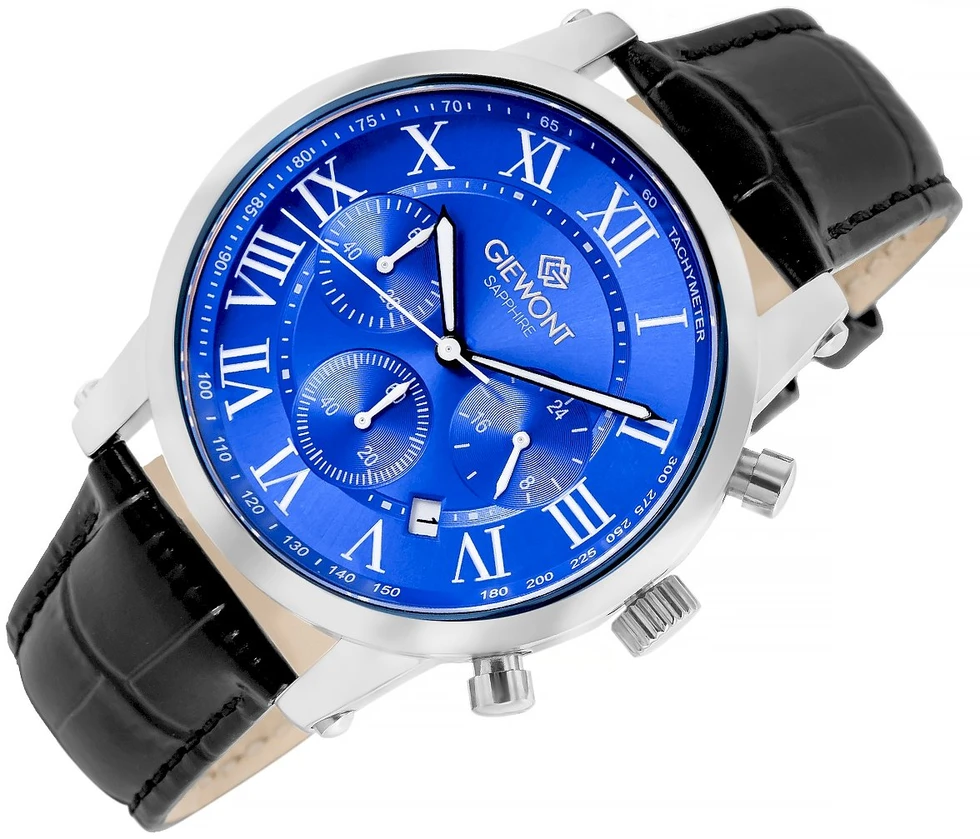 Giewont Chronograph Safyrinis Sidabrinis Mėlynas Vyriškas Laikrodis GW6260-A4