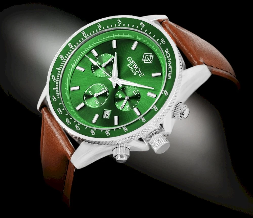 Vyriškas laikrodis Giewont Chronograph Safyras Ruda Žalia GW3520-A6