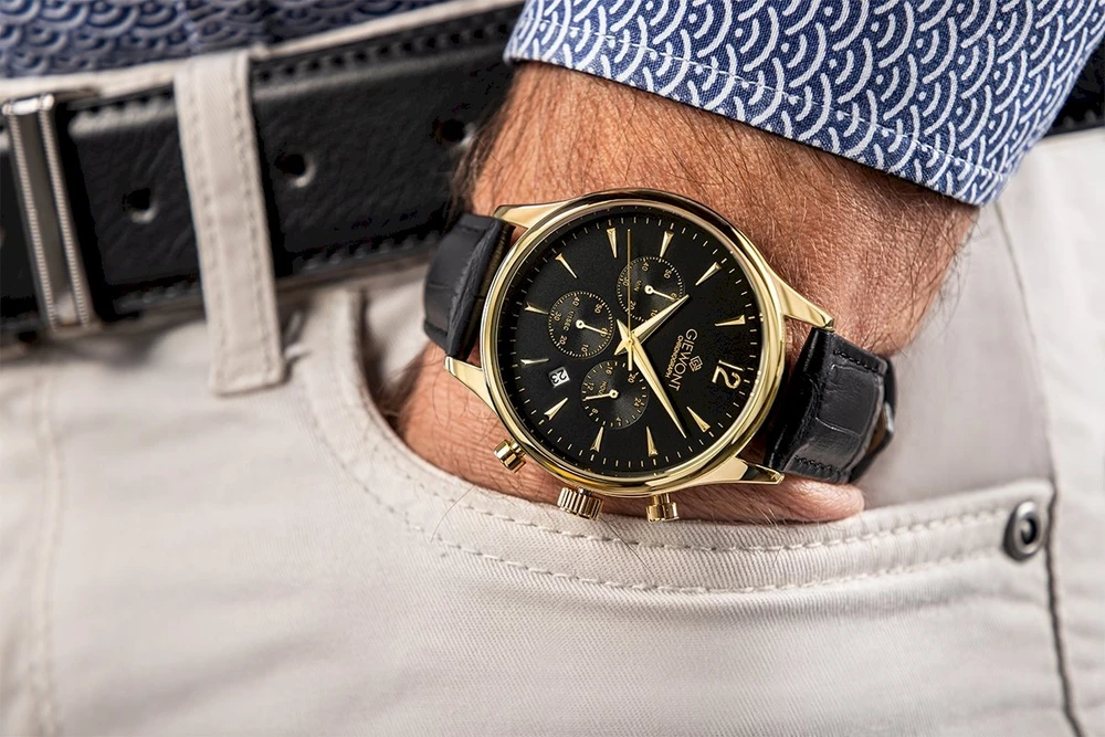 Giewont Chronograph Safyrinis Juodos ir Auksines Spalvos Vyriškas Laikrodis GW6310-A4