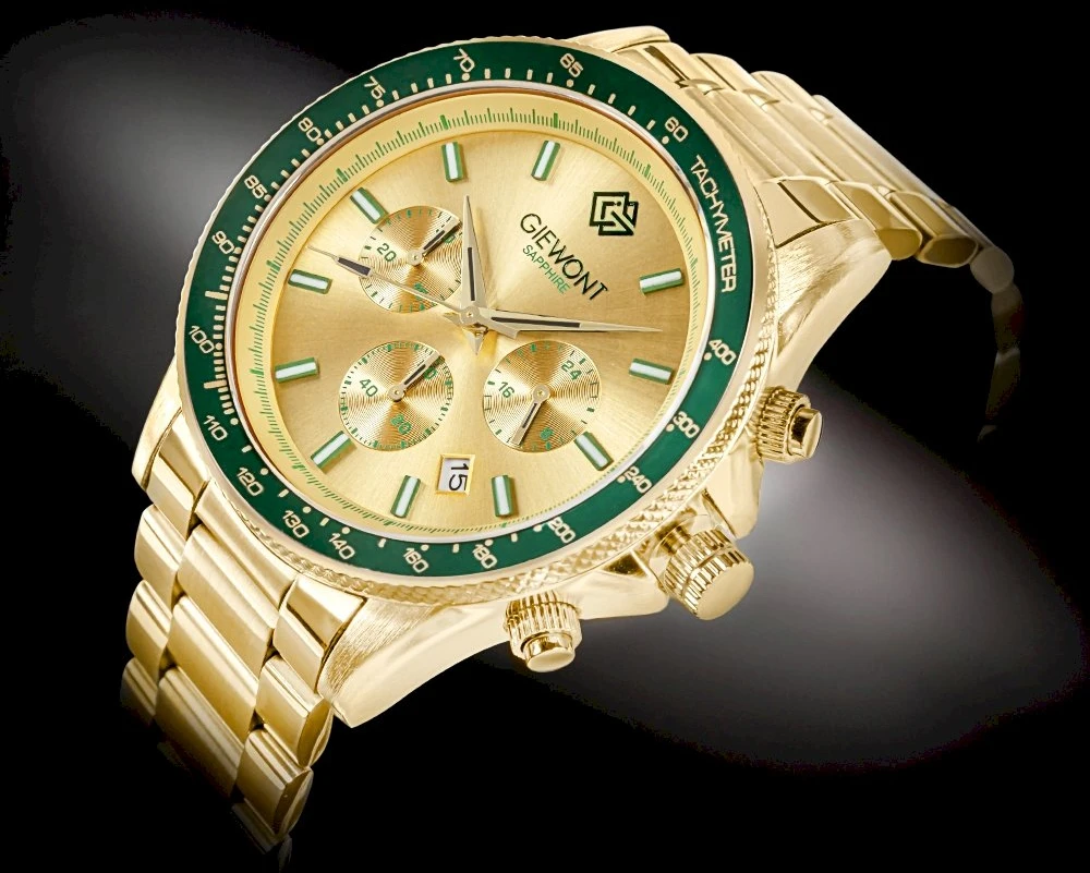 Vyriškas laikrodis Giewont Chronograph Safyras Auksinis Žalias GW3520-B6