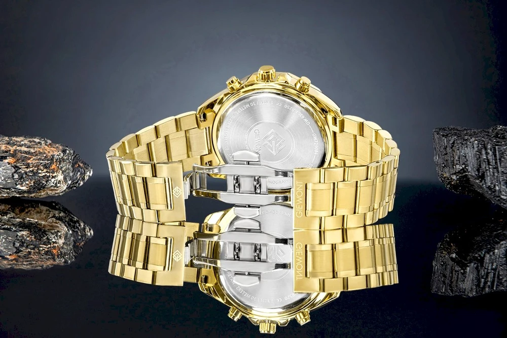 Vyriškas laikrodis Giewont Chronograph Safyrinis Auksinis Juodas GW7290-B4