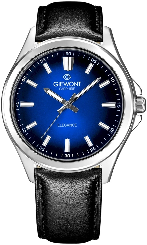 Giewont Elegance Safyrinis Vyriškas Laikrodis Juodas ir Mėlynas GW5160-A3