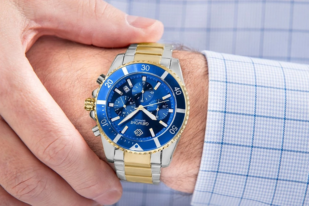 Vyriškas laikrodis Giewont Chronograph Safyrinis Daugiaspalvis GW3970-B5