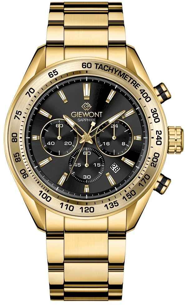 Vyriškas laikrodis Giewont Chronograph Safyro Auksinis Juodas GW9580-B4