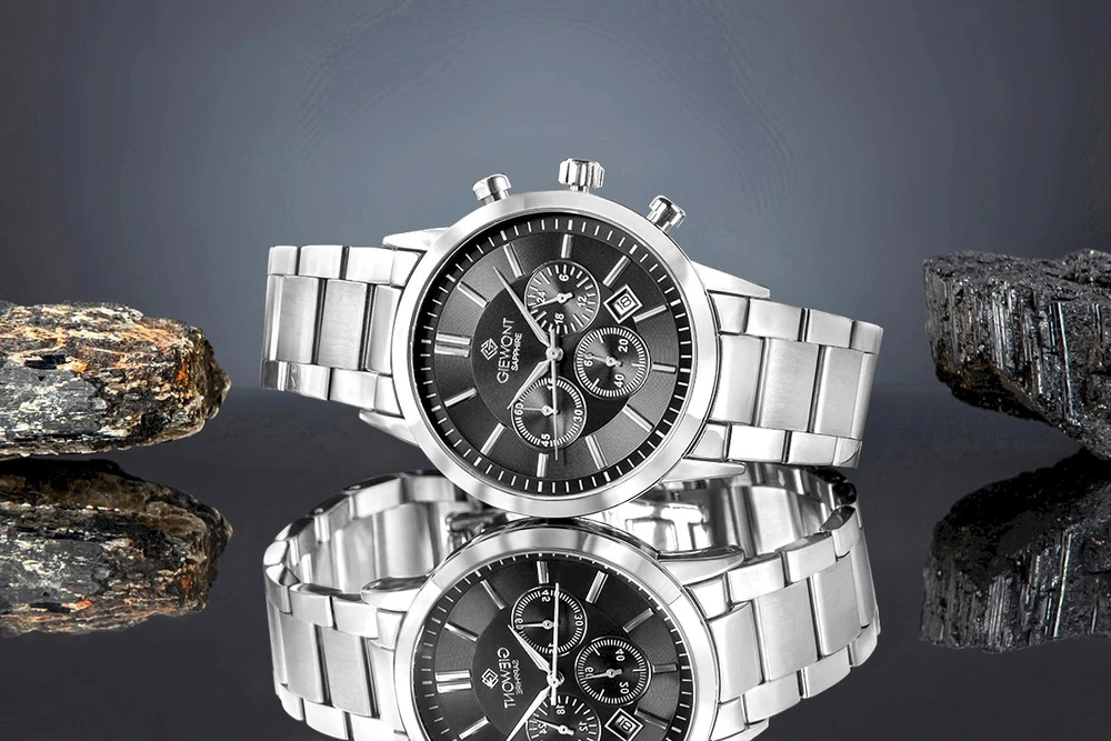 Vyriškas laikrodis Giewont Chronograph Safyro Sidabrinis Juodas GW8510-B1