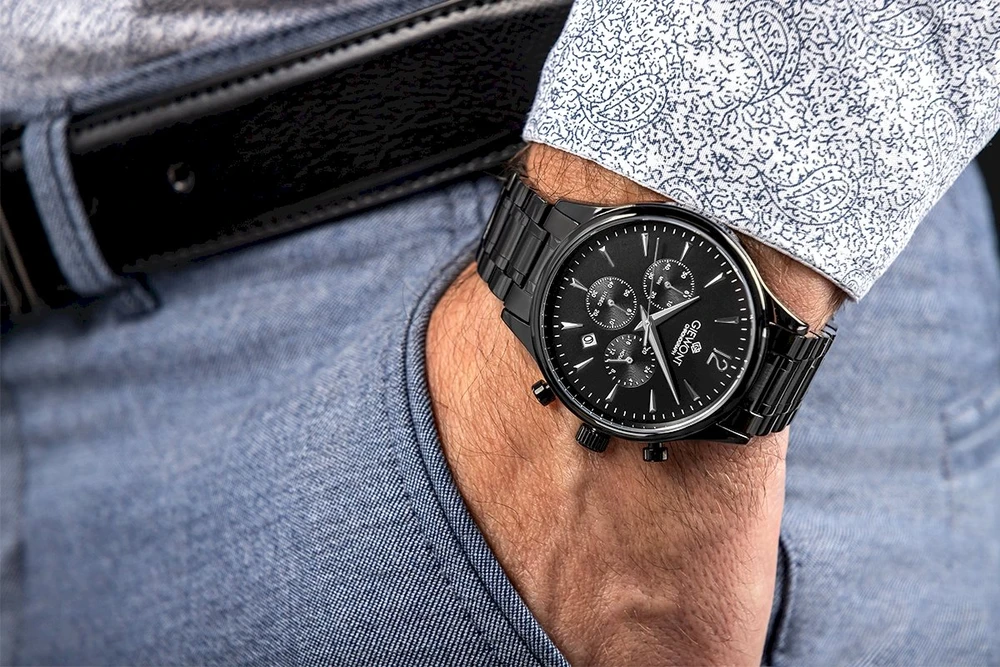 Vyriškas laikrodis Giewont Chronograph Safyrinis Juodas GW6310-B1