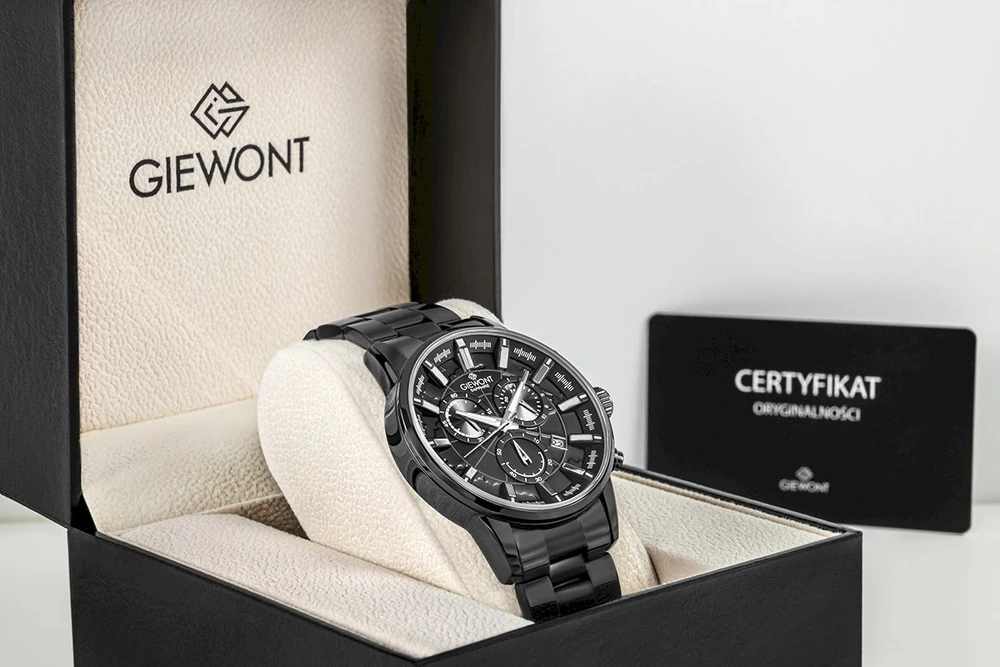 Vyriškas laikrodis Giewont Chronograph Safyrinis Juodas GW4580-B1