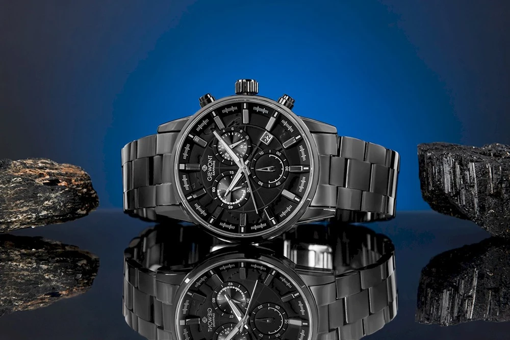 Vyriškas laikrodis Giewont Chronograph Safyrinis Juodas GW4580-B1