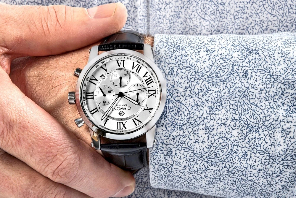 Giewont Chronograph Sapphire Sidabrinis Vyriškas Laikrodis GW6260-A1