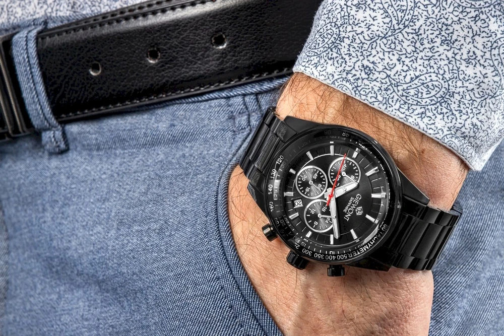 Vyriškas laikrodis Giewont Chronograph safyrinis juodas GW9140-B2